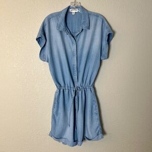 CLOTH AND STONE CHAMBRAY BUTTON FRONT 1 PC ROMPER